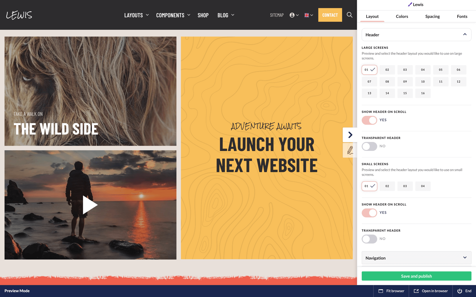 Design Layouts with Umbraco CMS and uSkinned Site Builder.