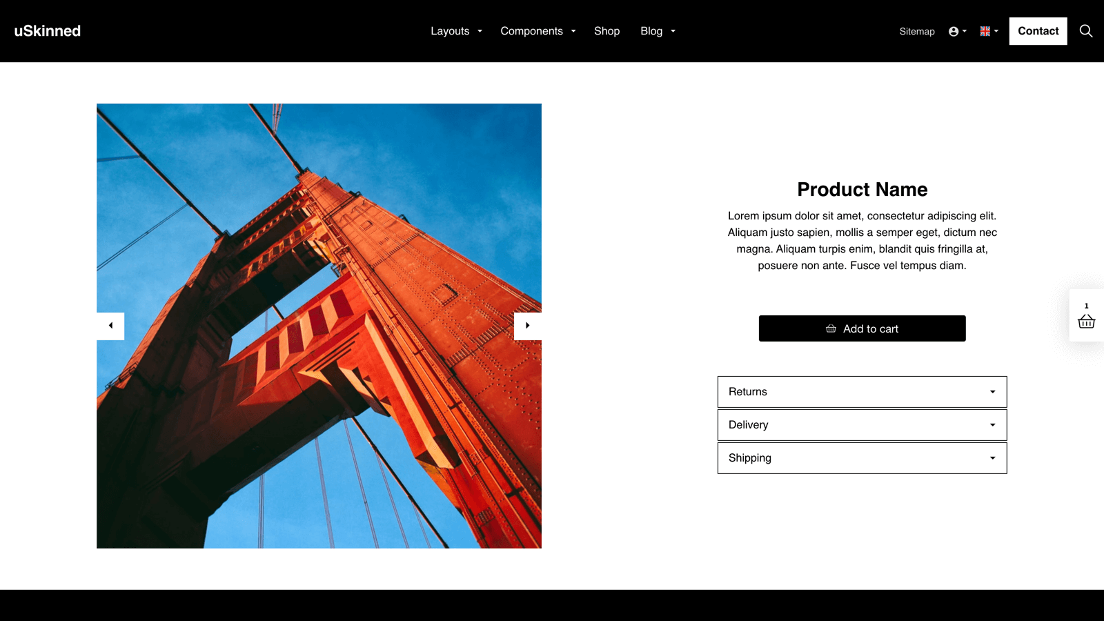 Shoprocket product page with uSkinned for Umbraco.