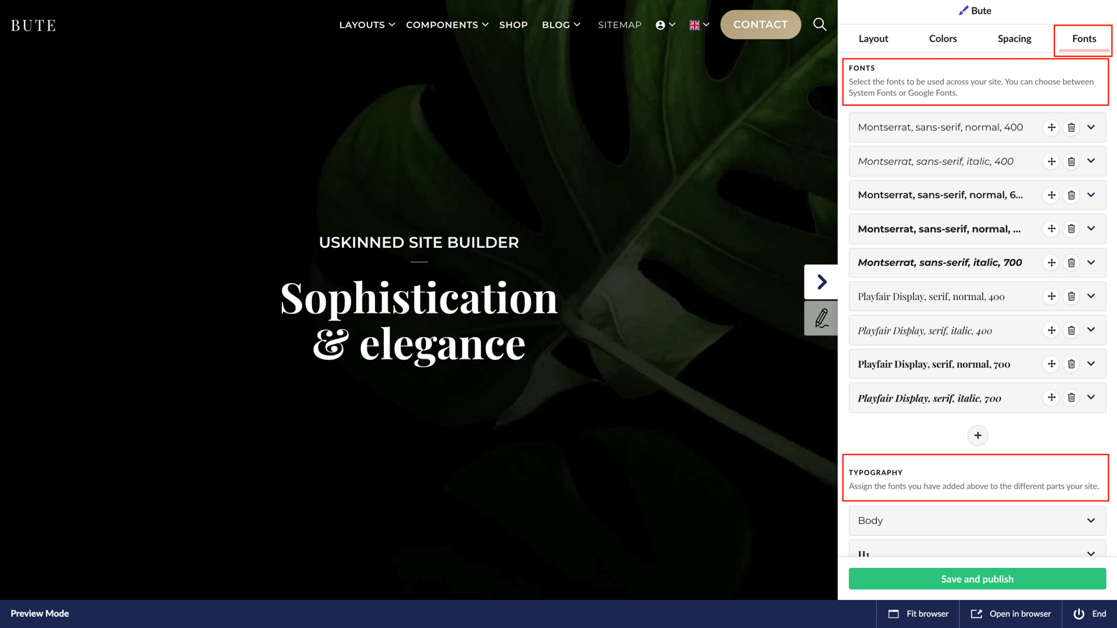 Control fonts with the Visual Designer in Umbraco CMS.