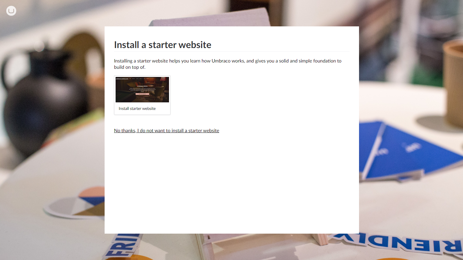 Do not install the default Umbraco starter kit.