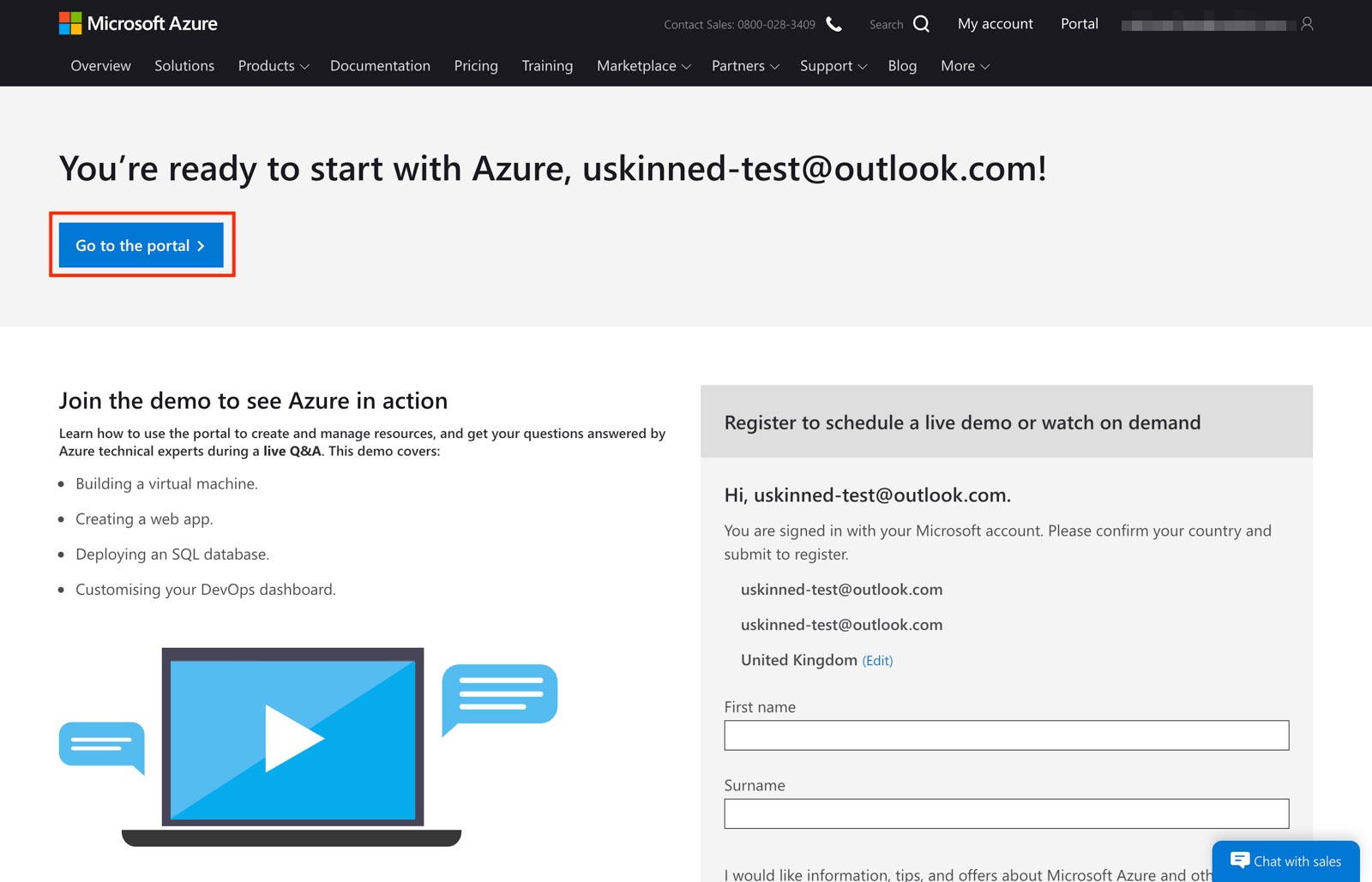 Go to your Azure portal.