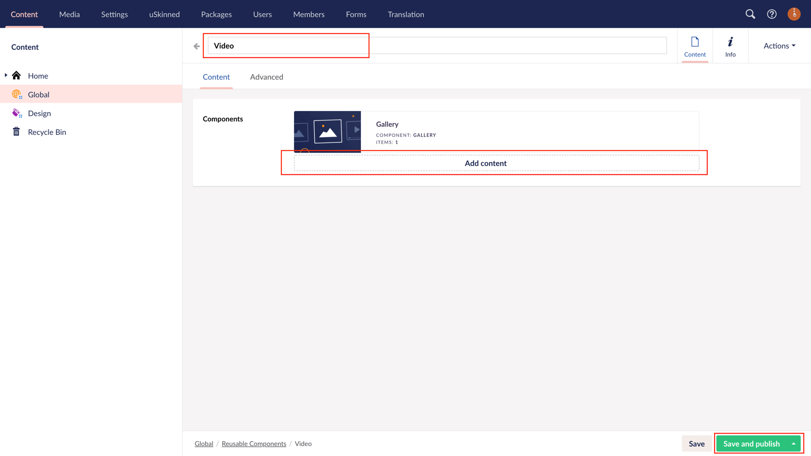 Add reusable components for Modal boxes with uSkinned for Umbraco.